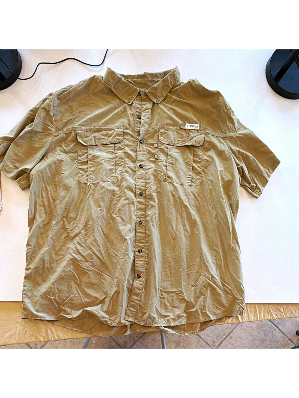Magellan Outdoors Fish Gear Moisture Wicking Pocket Shirt 4XL Beige Relaxed